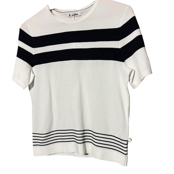 NWT K SWISS Striped White and Black T-Shirt Size Large‎ - Picture 1 of 6